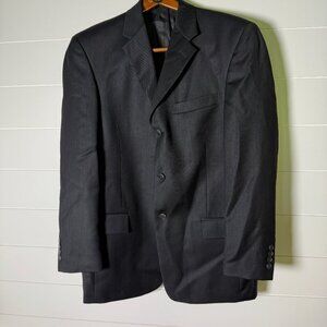 Pierre Cardin Men Blazer Sports Jacket Black 3 Button 100% Worsted Wool Size 42R
